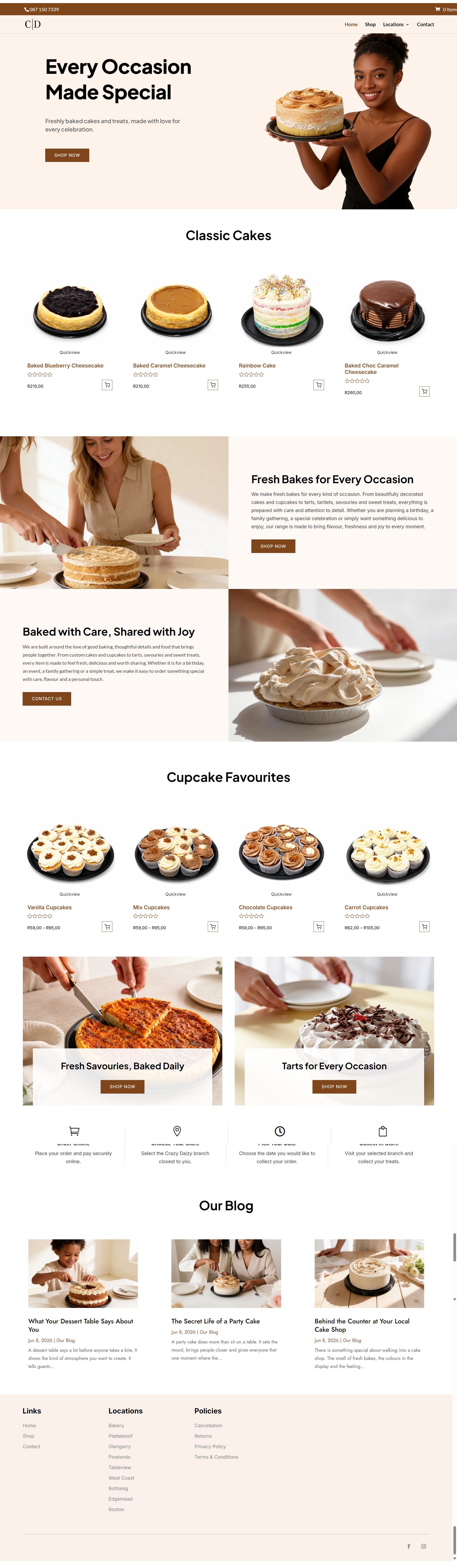 Crazy Daizy bakery website design by Edweb Media