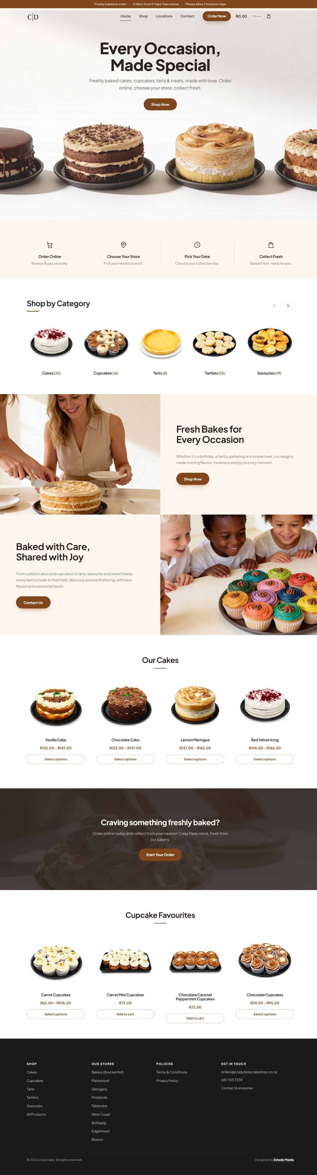 Crazy Daizy bakery website design by Edweb Media