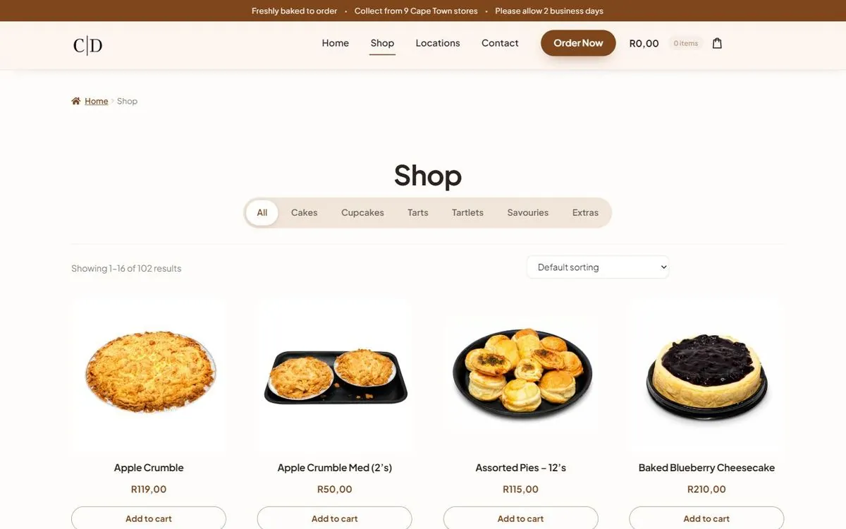 Top of the Crazy Daizy shop page