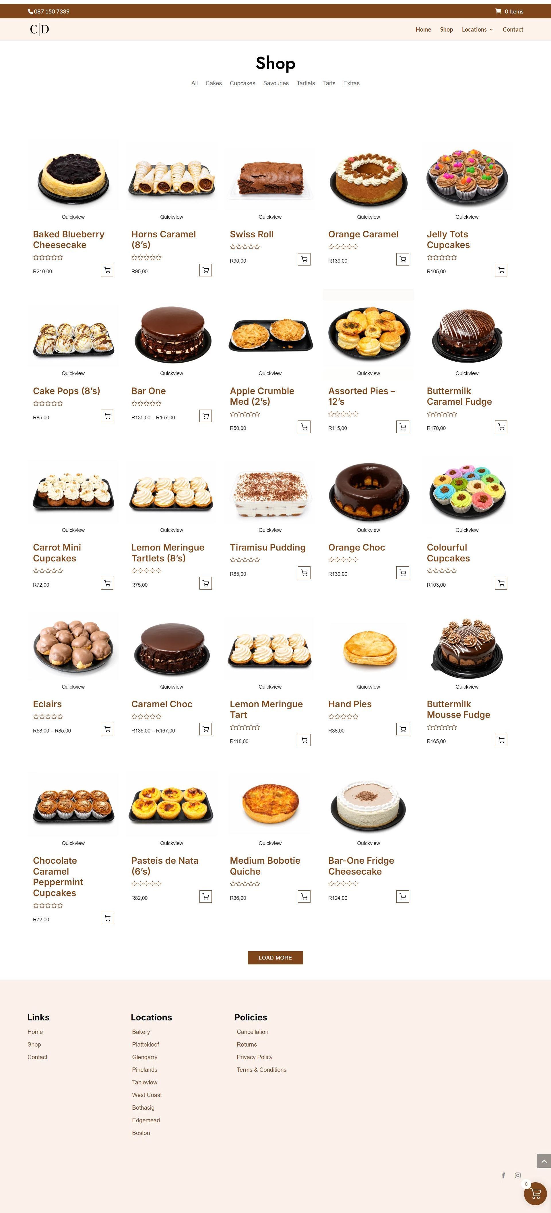 Full scroll of the Crazy Daizy shop page, top to bottom