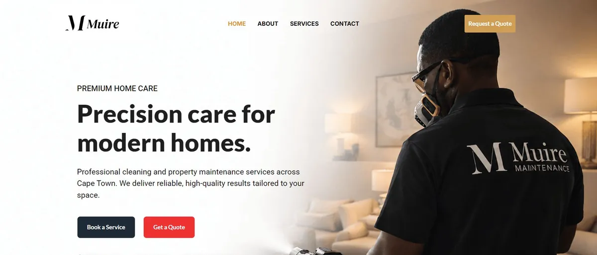 Top of the Muire Maintenance homepage