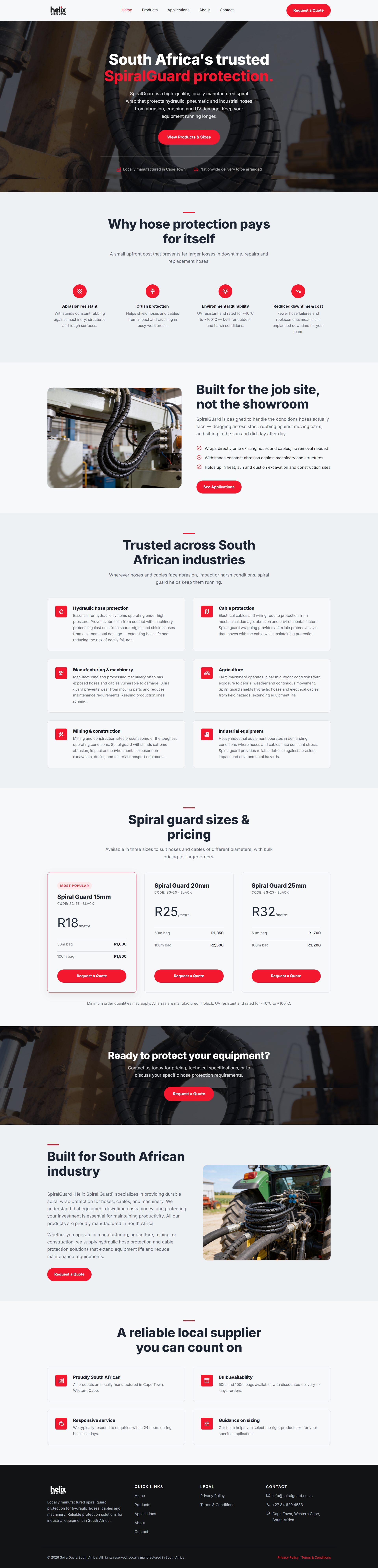 Full scroll of the SpiralGuard homepage, top to bottom