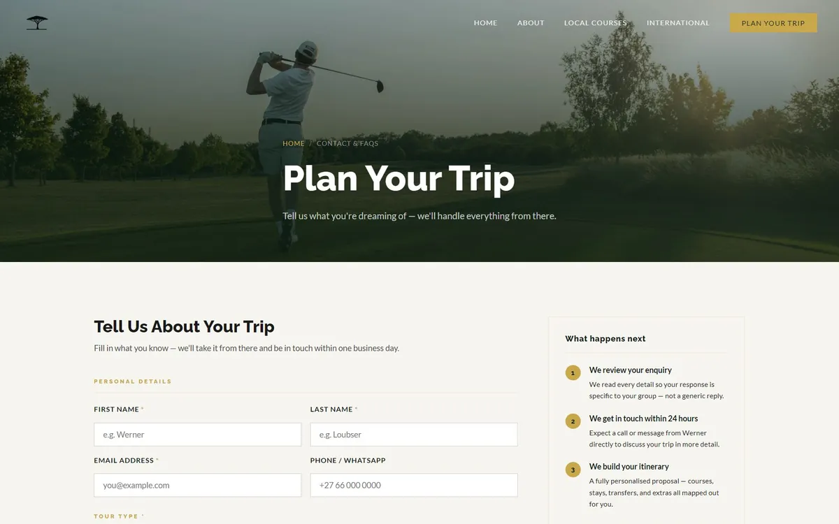 Top of the Tee to Trail Africa contact and FAQ page
