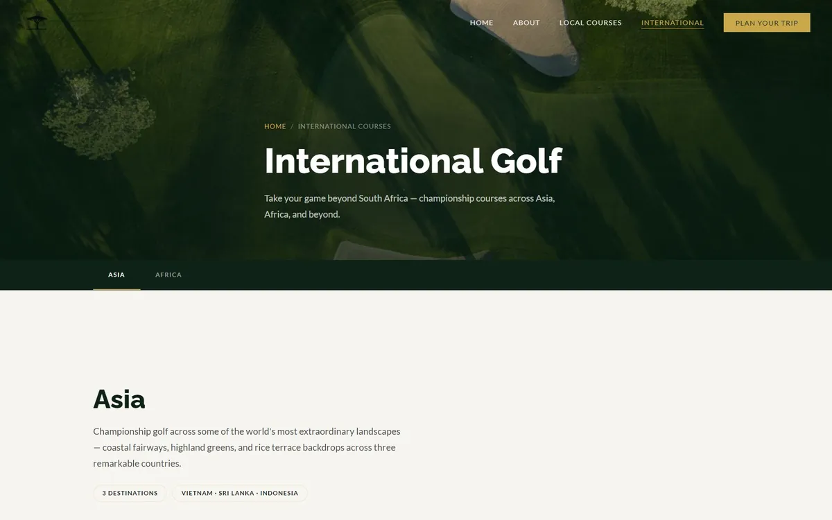 Top of the Tee to Trail Africa international courses page