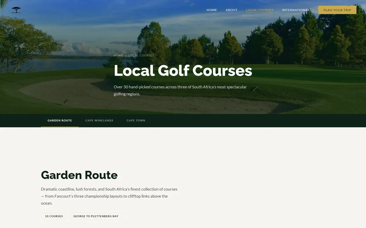 Top of the Tee to Trail Africa local courses page