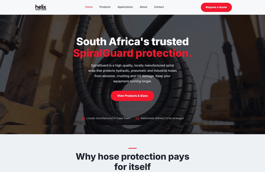 SpiralGuard hose protection website design by Edweb Media