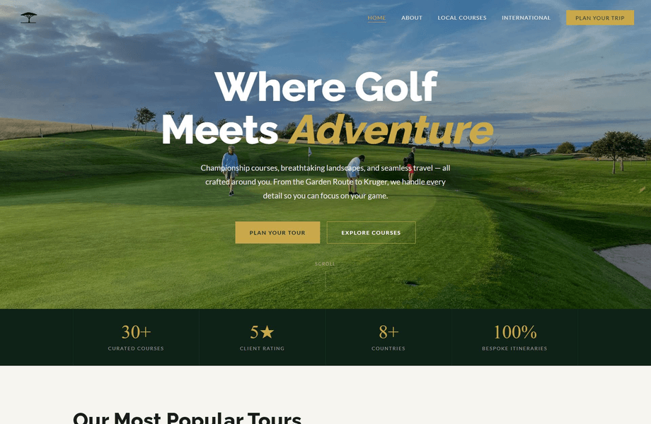 Tee to Trail Africa golf tourism website design by Edweb Media