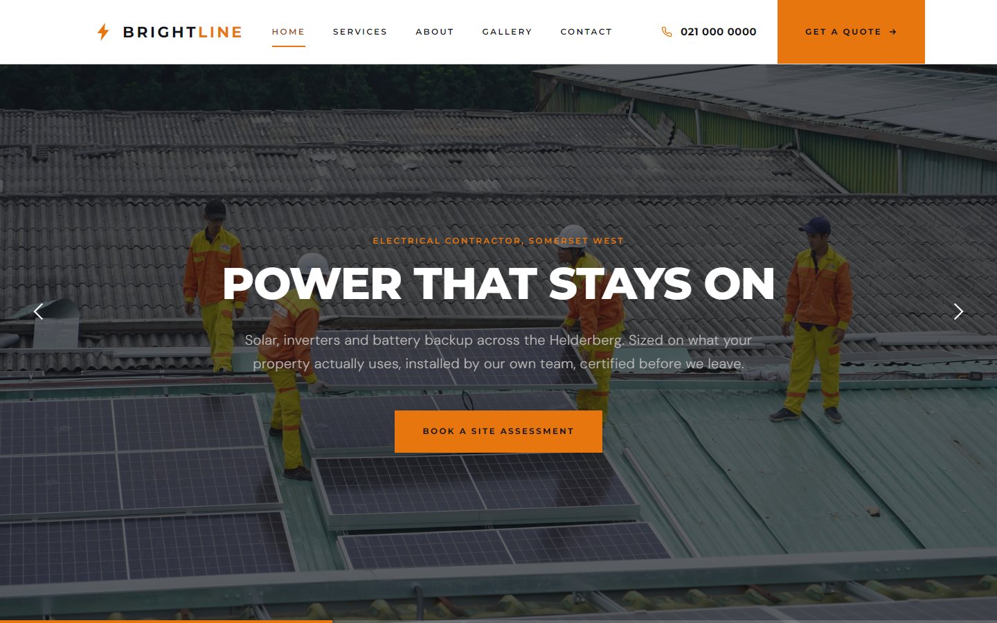 Brightline Electrical demo website designed by Edweb Media