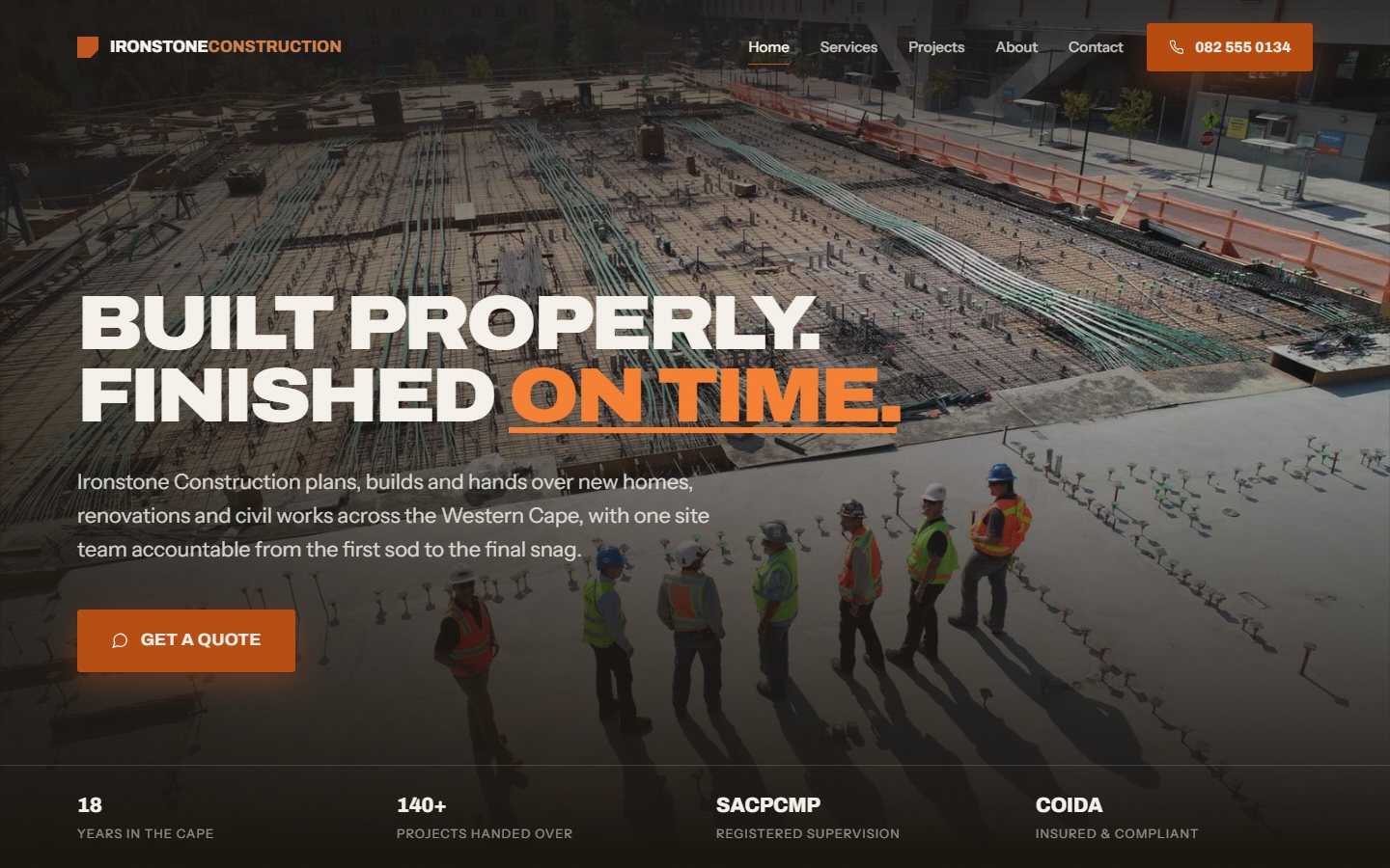 Ironstone Construction demo website designed by Edweb Media
