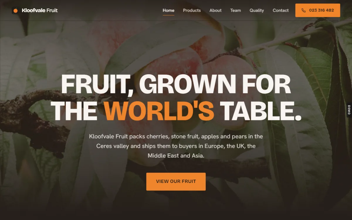 Kloofvale Fruit demo home page