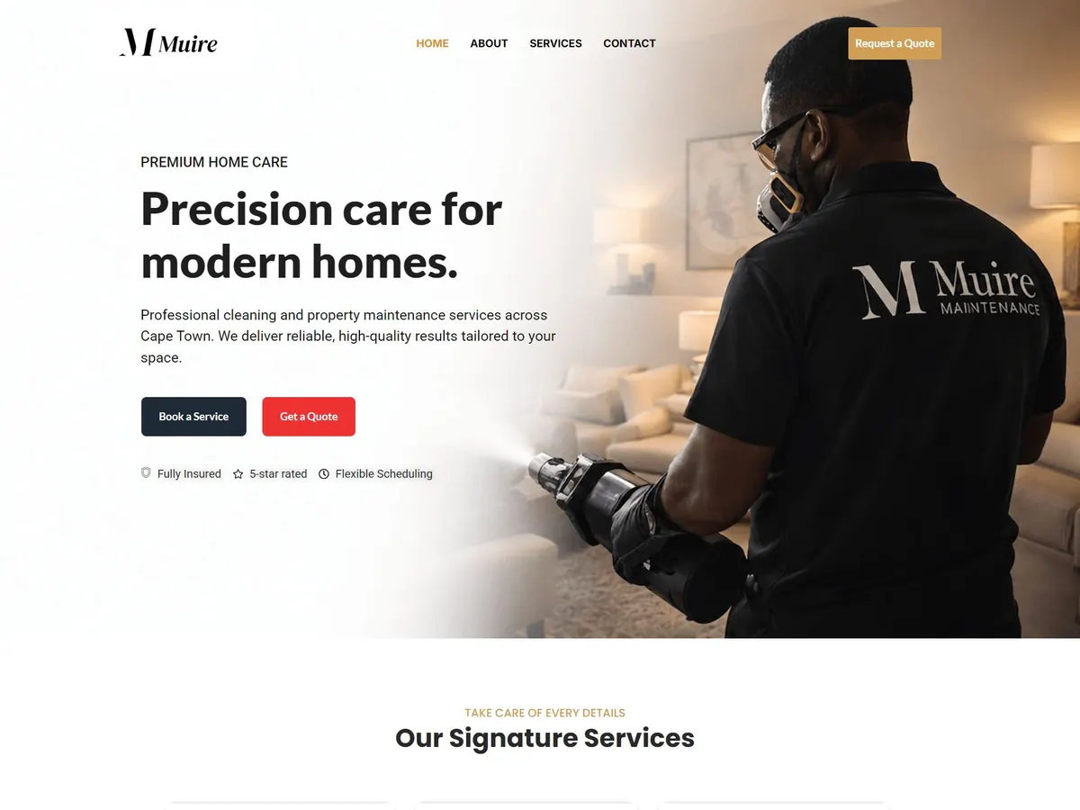 Muire Maintenance website built by Edweb Media